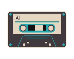 flat design single cassette icon vector illustration