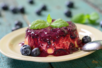 Panna cotta with blueberries