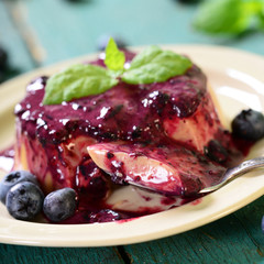 Panna cotta with blueberries