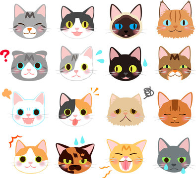 猫の表情のイラストセット
