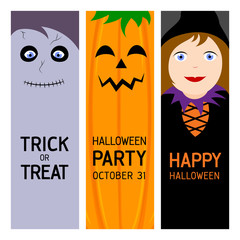 Character of Halloween. Halloween party banner collection. Vector illustration.