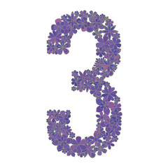 Vector number three made of colorful.