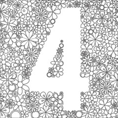 Number four made of black and white flowers.