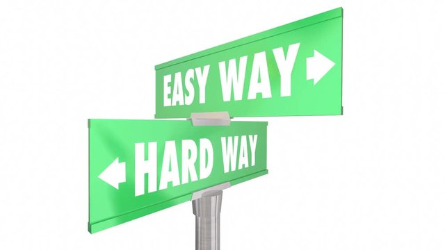 Easy Vs Hard Way Road Signs Two 2 Way 3d Animation