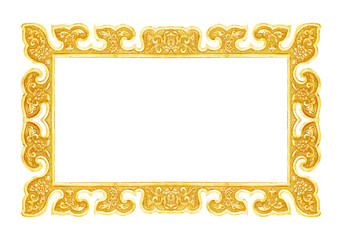 old decorative frame - handmade, engraved - isolated on white ba