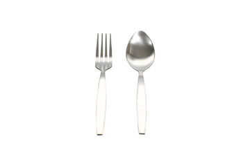 fork and spoon isolated on white background with clipping path