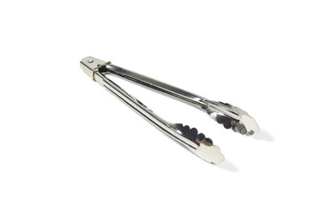 Serving kitchen tongs isolated on a white background with clipping path