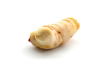 Peeled Galangal (Thai herbs) ,isolated on white background with clipping path