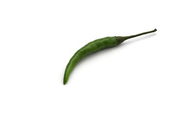 green hot chili pepper isolated on a white background with clipping path