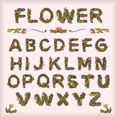 flower and leaf font