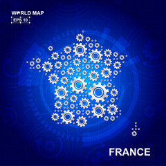 Abstract France gear map. Vector design