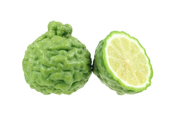 green kaffir lime isolated on white