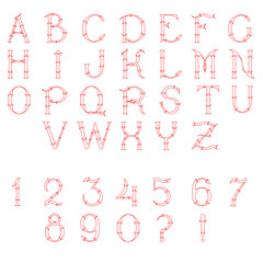 Decorative capital letters floral vector font