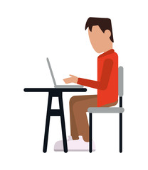 flat design person using laptop icon vector illustration