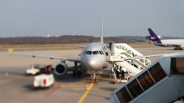 a plane gets ready for departure