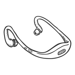 Vector Sketch Single Headphones Mp3-player