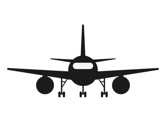 flat design single airplane frontiview Icon vector illustration