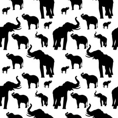 Elegant seamless pattern with abstract elephant symbols