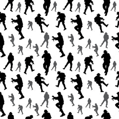 seamless pattern. Soldier silhouette. Military people vector ill