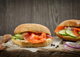 sandwich with smoked salmon and cucumber