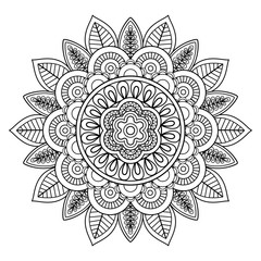 Ethnic boho doodle floral mandala. Vector illustration