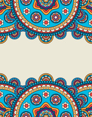 Indian doodle floral borders frame. Vector illustration