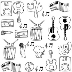 Doodle of hand draw music stock
