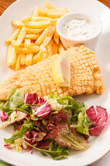 fish with french fries potatoes