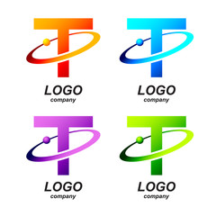 Abstract letter T round ring shape business logo design template.circle ring logo,gold impossible font,symbol,alphabet,corporate identity symbol concept