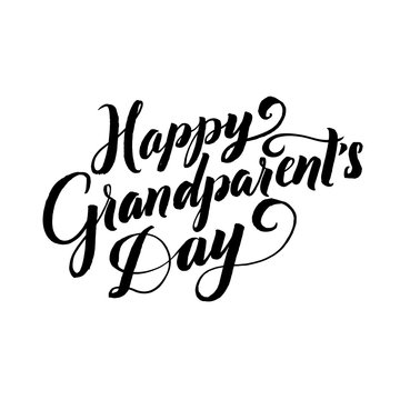 Happy Grandparents Day Calligraphy Poster on White Background