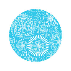 Abstract floral circle light blue logo