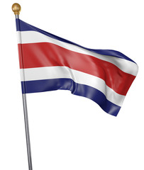 National flag for country of Costa Rica isolated on white background, 3D rendering