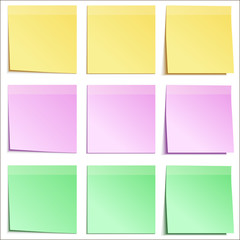 Note paper sheets different colors