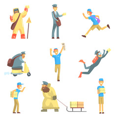 Messengers And Courier Men At Work Set