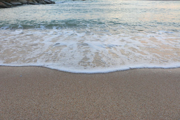 The rock wall on the PMY beach in evening time between sunset