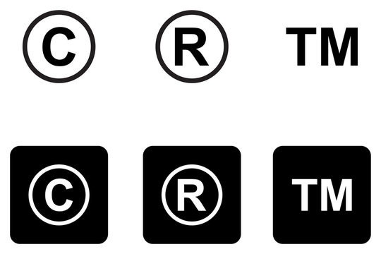 Copyright trademark icons set