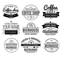 Fototapeta premium Black logo. Coffee shop template. Restaurant label. Beer house label.