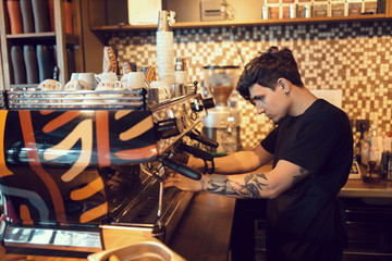 Barista at work in a coffee shop