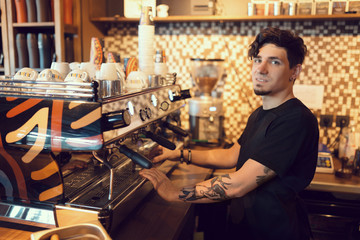 Barista at work in a coffee shop
