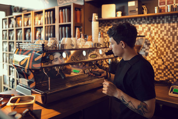 Barista at work in a coffee shop