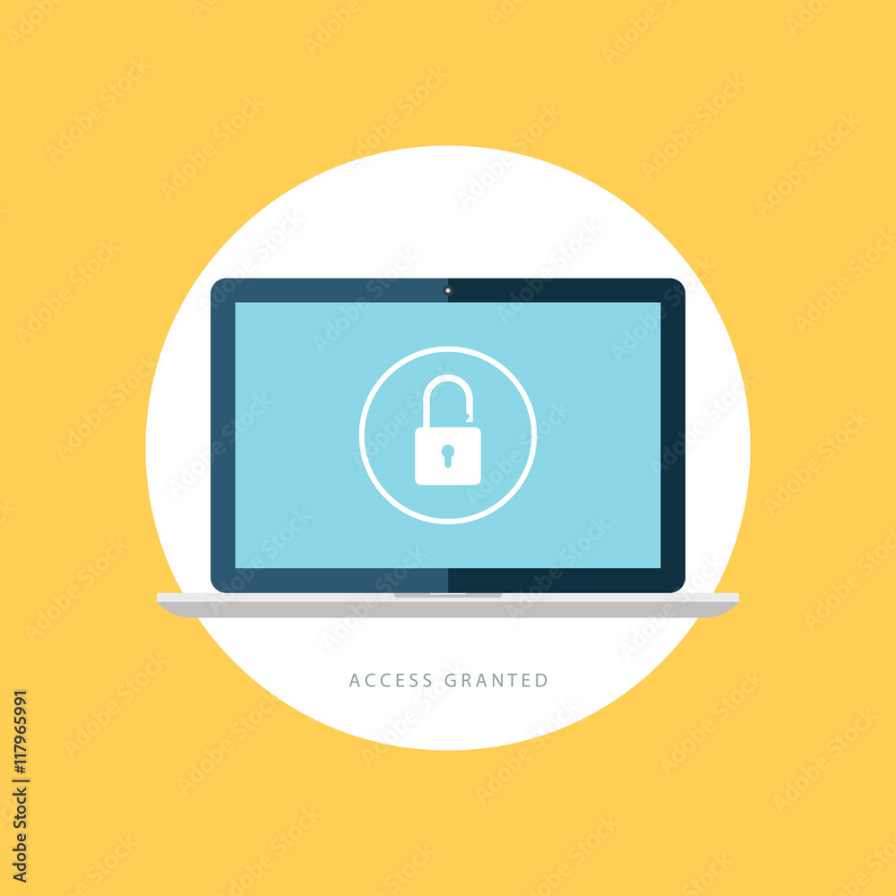 Poster access granted icon. data protection sign. internet security symbol. flat vector illustration.