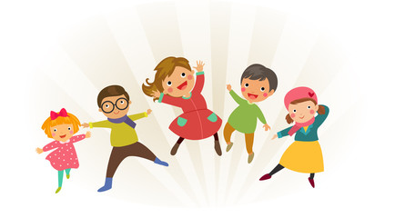 Group of kids jumping