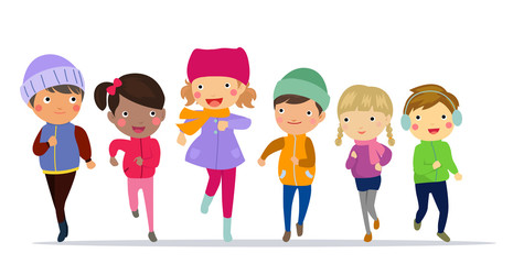 Group of winter kids
