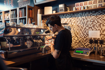 Barista at work in a coffee shop