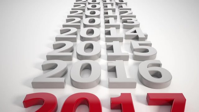 Zeitstrahl 2017 - Jahreswechsel, Neujahr - Rot