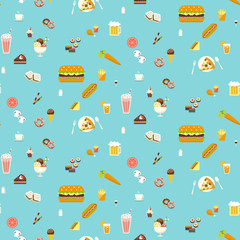 Yummy snacks seamless pattern