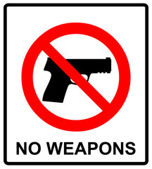 Prohibiting sign for gun. No gun sign. Vector illustration