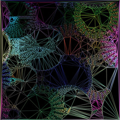 Pink green blue polygon line on black business background