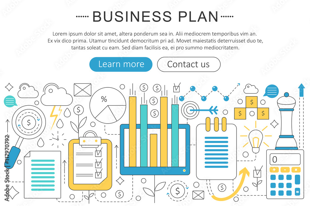 Aufkleber vector elegant thin line flat modern art design business finance plan concept. website header banner
