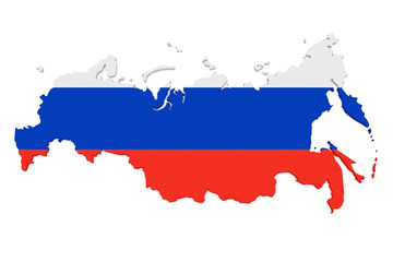 Obraz premium 3d Illustration of Russia Map With Russian Flag Isolated On White Background